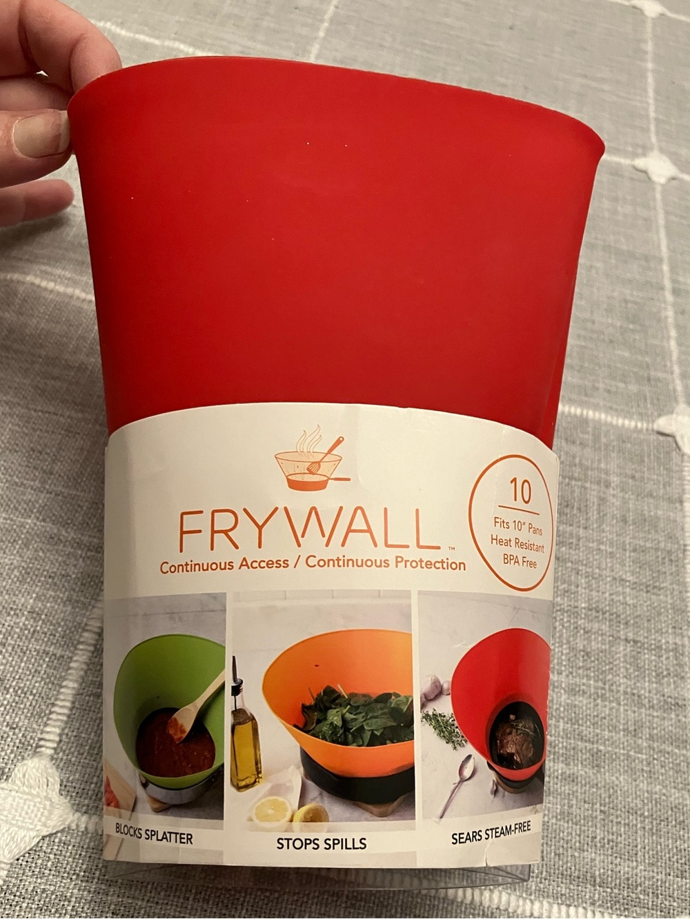Red Silicone Frywall Splash Guard for 10”Pans